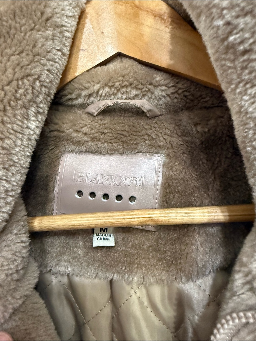 Blank NYC Cropped Faux Shearling Jacket in Taupe - Picture 2 of 3